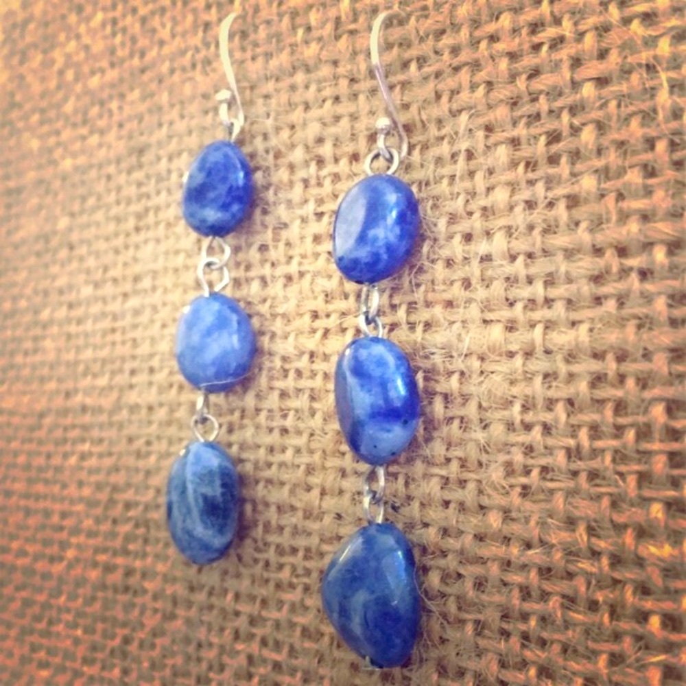 Sterling Silver Sodalite Drop Earrings